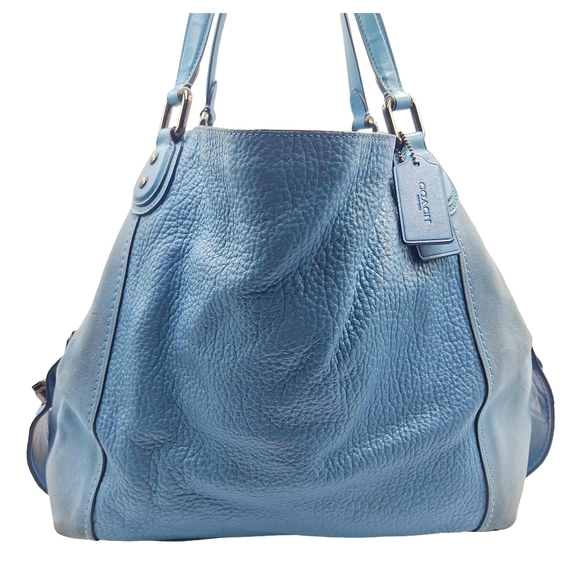 Vintage Y2K Coach Edie 42 Blue Mixed Leather Shoulder Bag - Picture 2 of 12